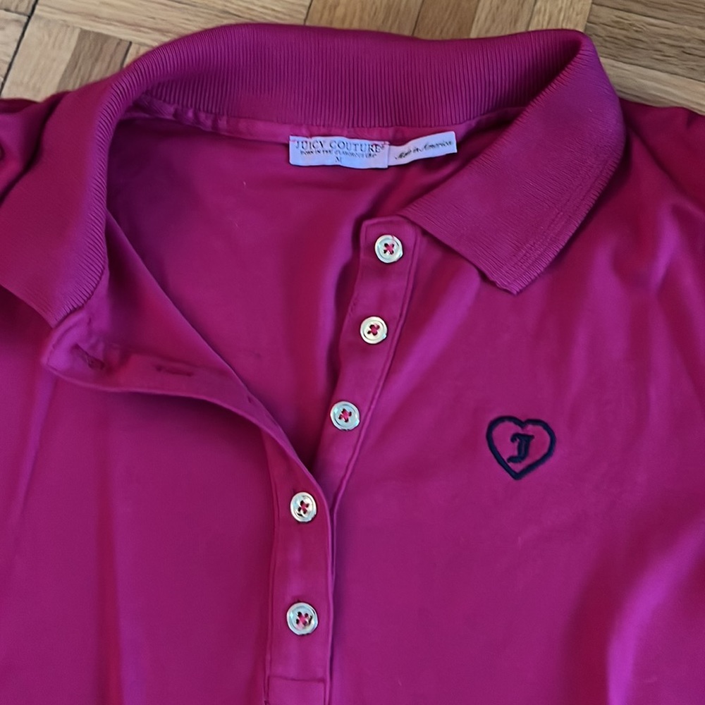 Juicy Couture puff sleeve Y2K slim polo tee shirt M - Picture 2 of 8